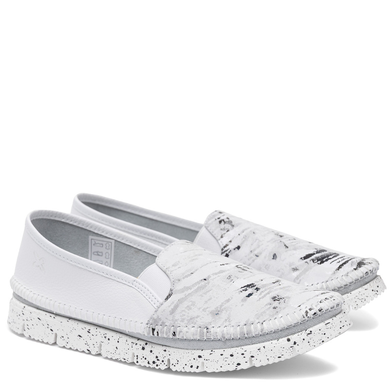 Maciejka Women's Speckled Leather Slip-On Shoes Casual White 3512W-33/00-5