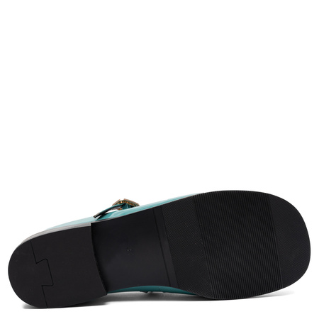 Maciejka Mary Jane Patent Leather Flat Heel Turquoise K7518-36/00-1