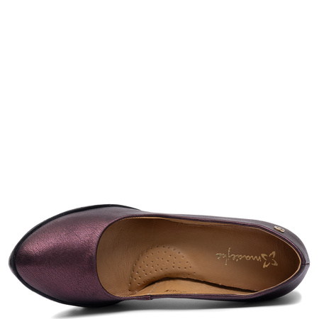 Maciejka Women's Burgundy Leather Pumps Elegant Almond Toe Shoes Block Heel 2629W-13/00-1