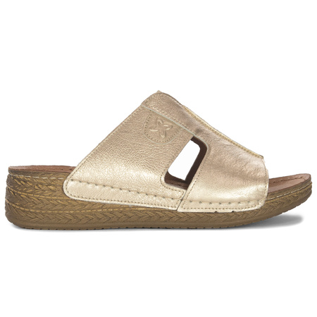 Maciejka Women's Leather Flip-Flops Gold