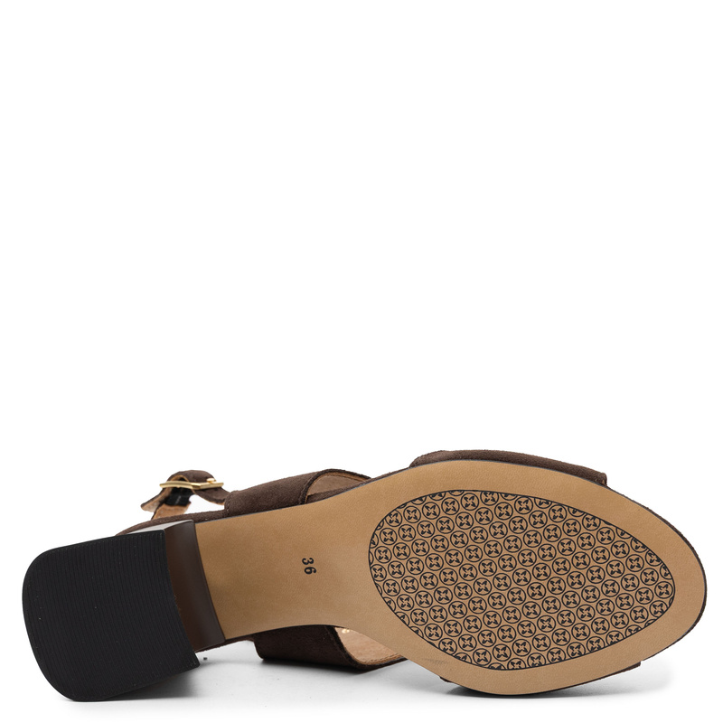 Maciejka Natural Suede Leather Cut-Out Sandals Brown 06566-02/00-5