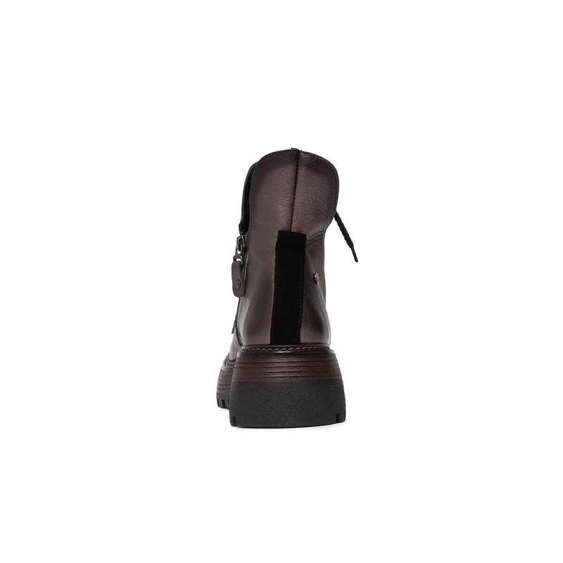Maciejka Leather Women’s Lace-Up Platform Boots With Side Zipper Brown-Black 07110-02-00-8