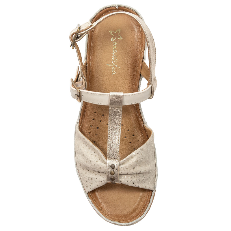 Maciejka Leather Beige and Gold Women's Sandals