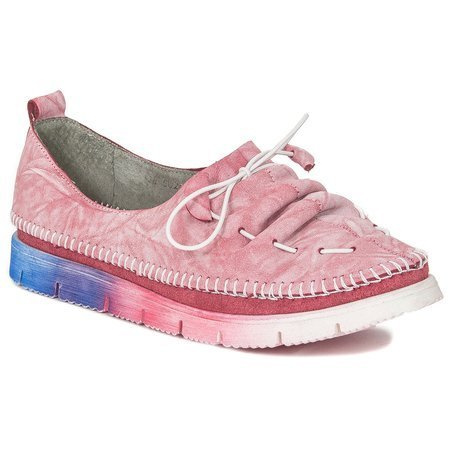 Maciejka Półbuty damskie skórzane Czerwony na Biało