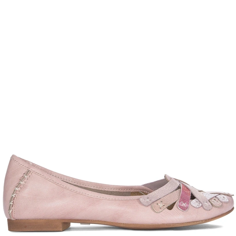 Maciejka Leather Ballet Flats Interlaced Hand-Stitched Pink 01358-51/00-0