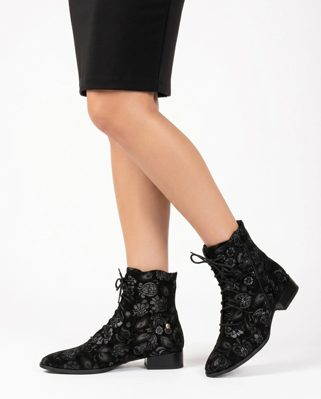 Maciejka Original Leather Boots Velour Ankle Boots Black 06391-01/00-1