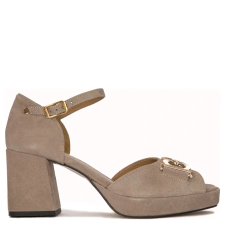 Maciejka Women's sandals in natural velor leather beige