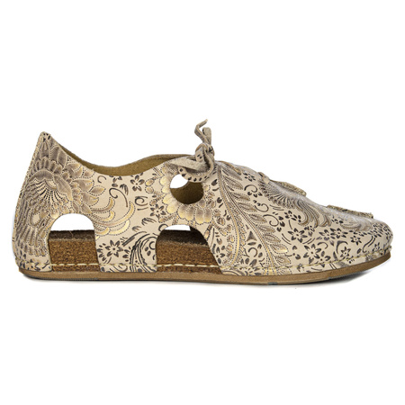 Maciejka Leather Sandals Cut-Out Closed Heel Beige + Gold 06431-02/00-6
