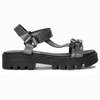 Maciejka Silver + Grey leather women's flat velcro sandals