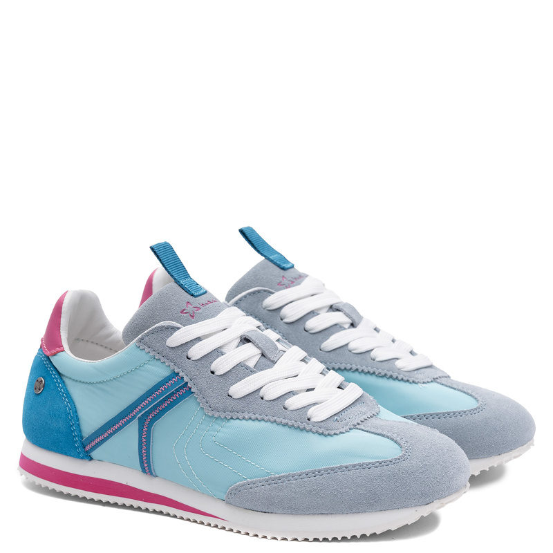 Maciejka Sneakersy Skórzane Wielokolorowe Patchworkowe Niebieskie M7355-06/00-7