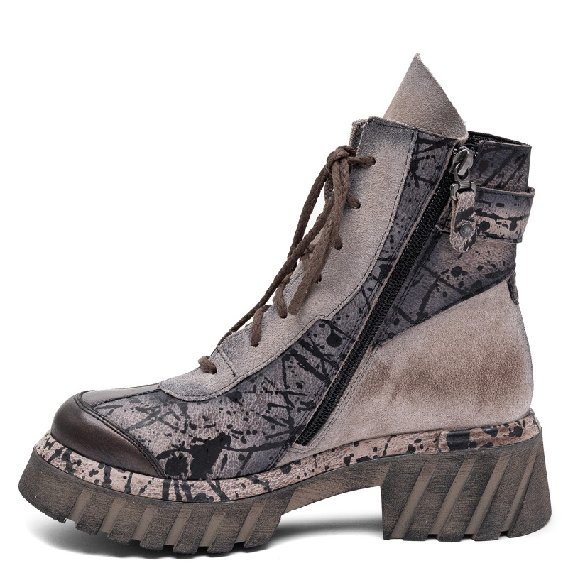 Maciejka Leather Artisan Patterned Platform Boots Brown 07625-02/00-8