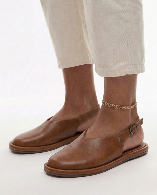 Maciejka Skórzane Półbuty Slingback Minimalistyczne Brązowe K7513-29/00-1