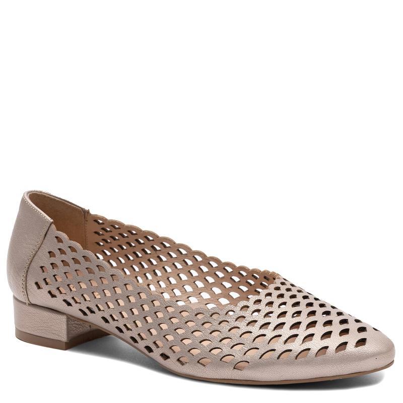 Maciejka Leather Openwork Low-Top Shoes, Gold 1107-2-GOLD
