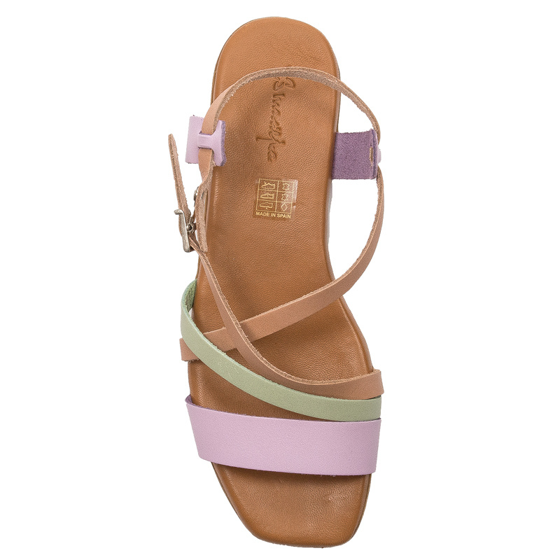 Maciejka beige leather women's flat sandals