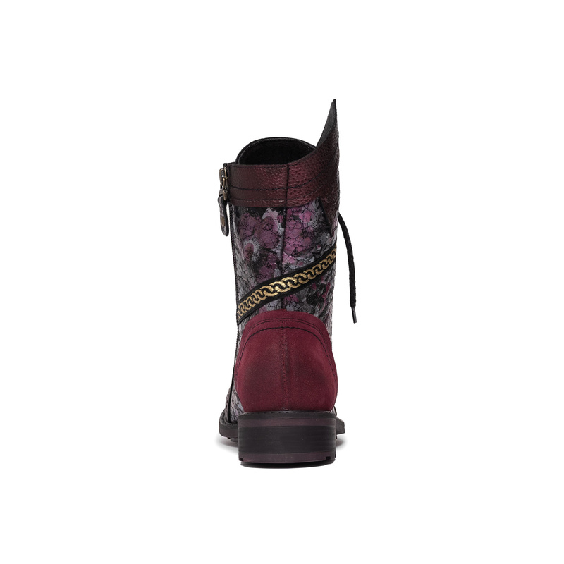 Maciejka Leather Lace-Up Boots Side Zipper Burgundy 07097-23/00-8