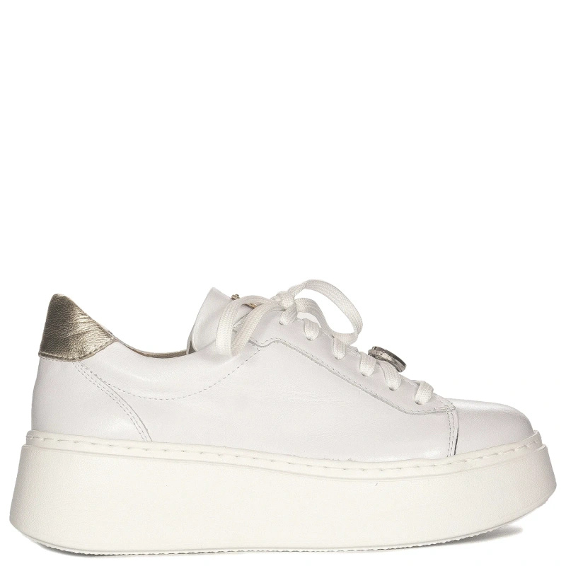 Maciejka Skórzane Sneakersy Platformowe Białe 06191-11/00-8