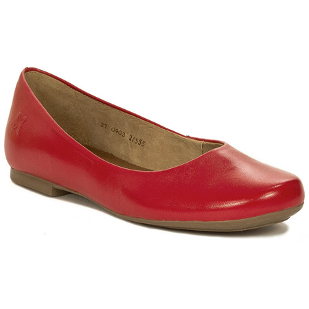 Maciejka Leather Ballet Flats Comfort Red 00903-49/00-5