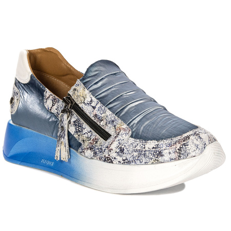 Maciejka Półbuty Damskie Skórzane Niebieskie