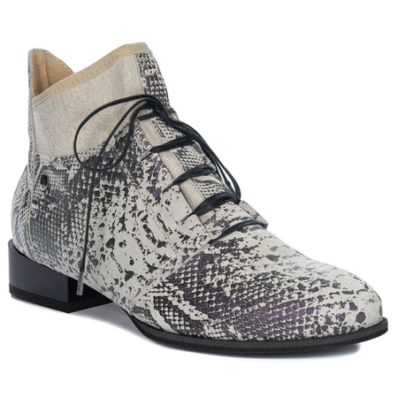 Maciejka Grey Snake Lace-up Boots