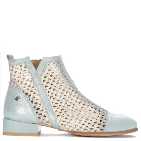 Maciejka ankle boots perforated leather side zip light blue 06397-34/00-1