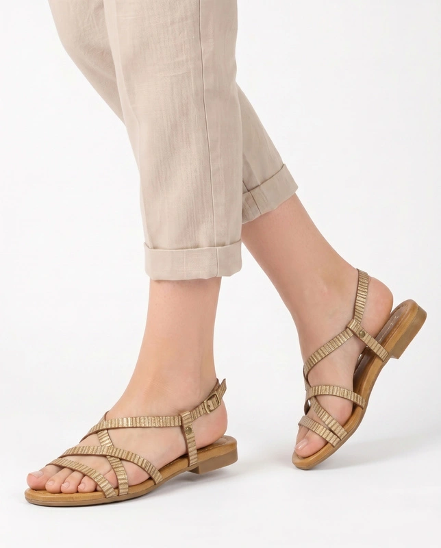 Maciejka Classic Leather Women's Flat Sandals Gold 06635-04/00-0