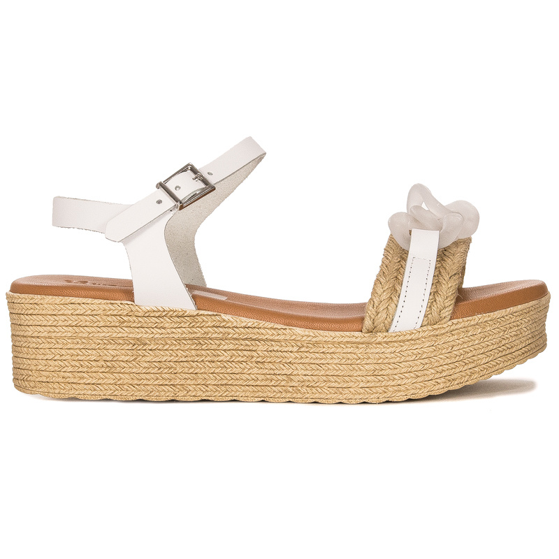 Maciejka white leather women's espadrilles sandals