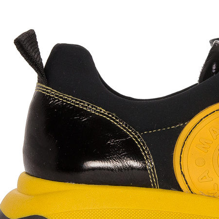 Woman's Sneakers Black and Yellow Leather 