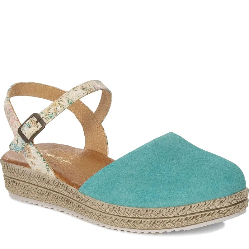 Maciejka Leather Sandals Suede Platform Turquoise 03065-06/00-5