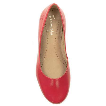 Maciejka Leather Ballet Flats Comfort Red 00903-49/00-5