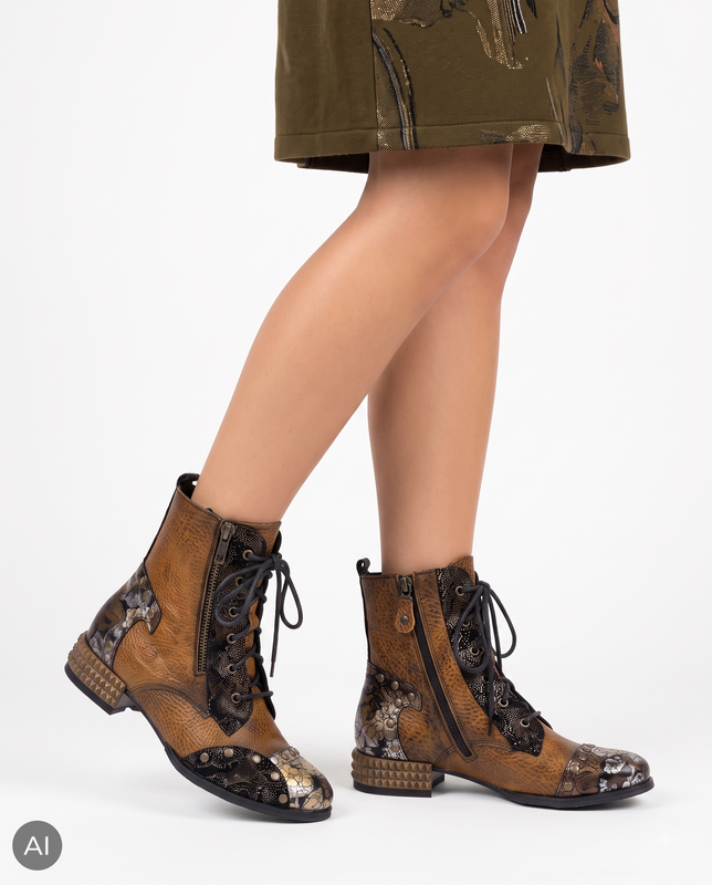 Maciejka Leather Multicolour Ankle Boots with Insulation 07613-07/00-8