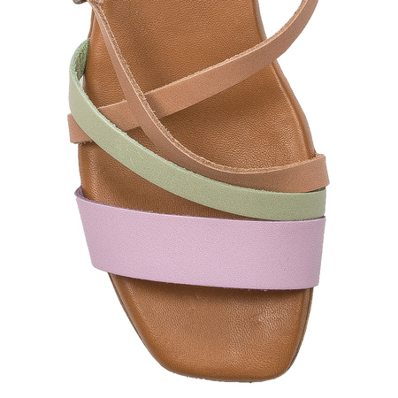 Maciejka beige leather women's flat sandals