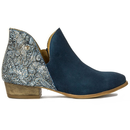 Maciejka Ankle Boots Asymmetric Low Heel Navy 04091-47/00-5