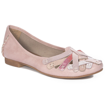 Maciejka Leather Ballet Flats Interlaced Hand-Stitched Pink 01358-51/00-0