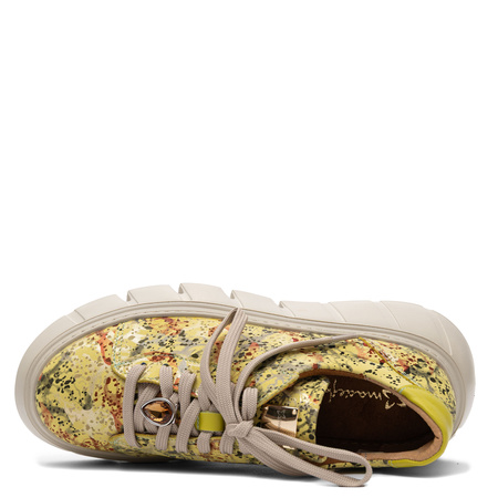 Maciejka Leather Platform Derby Lace-Ups Patterned Green-Yellow 06891-07/00-8