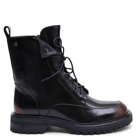 Maciejka Leather Insulated Lace-up Ankle Boots Burnished Black K7749-08/00-7