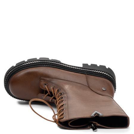 Maciejka Leather Lace-Up Ankle Boots On Platform Brown K7733-29/00-7