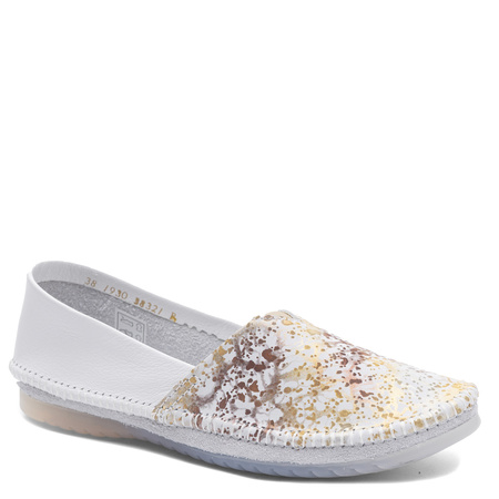 Maciejka Leather Slip-On Patterned White-Gold 1930B-31/00-0