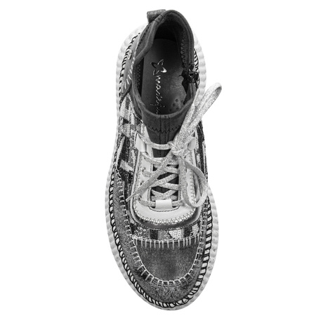 Maciejka Półbuty sneakersy skórzane na platformie popiel