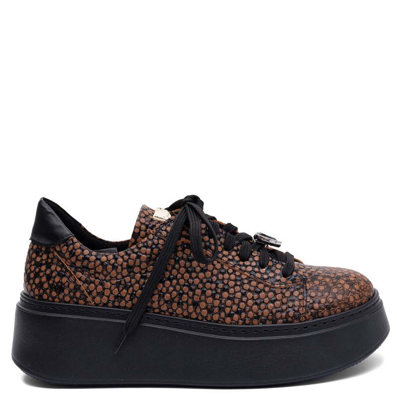 Maciejka Women's Genuine Leather Platform Sneakers Brown Polka Dot 6191W-16/00-8