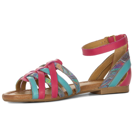 Maciejka Women's Leather Sandals Pink Blue