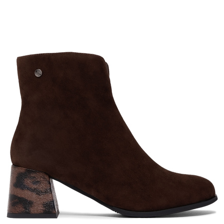 Maciejka Suede Ankle Boots Block Heel Side Zip Chocolate Brown K7202-02/00-8