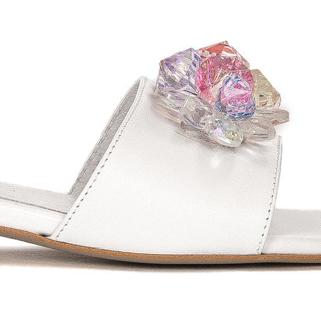 Maciejka White Women's Leather Slides