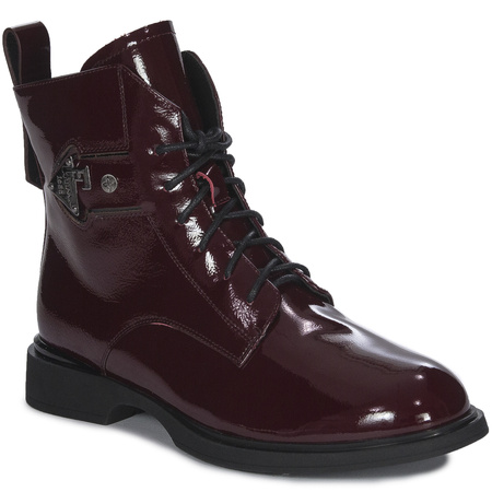 Maciejka Women’s Ankle Boots Patent Leather Lace-Up Burgundy N3131-23/00-8