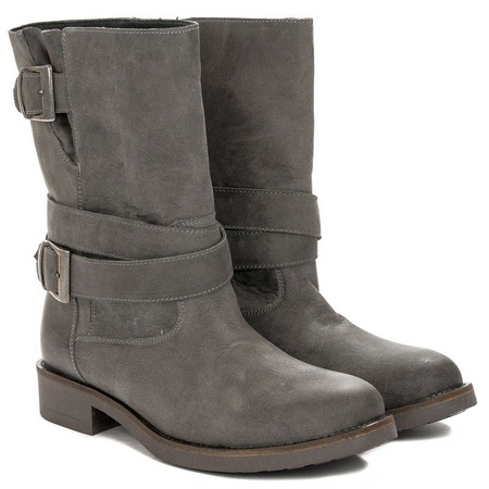 Maciejka Gray women's leather Knee-high Boots