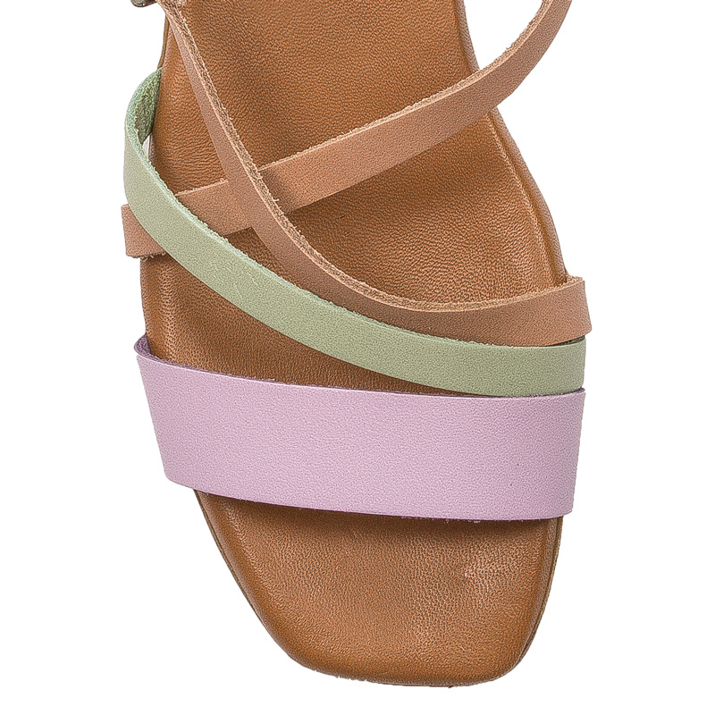 Maciejka beige leather women's flat sandals