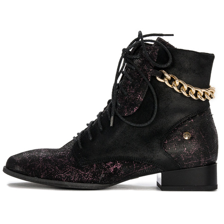 Maciejka Black and Burgundy Leather women's Boots 06193-01/00-7