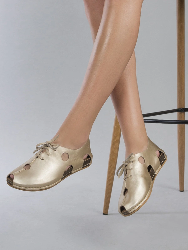 Maciejka Gold leather women's sandals