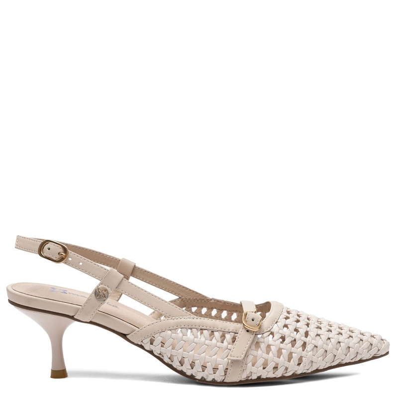 Maciejka Slingback Pumps Woven Leather Pointed Toe Beige K7446-22/00-1