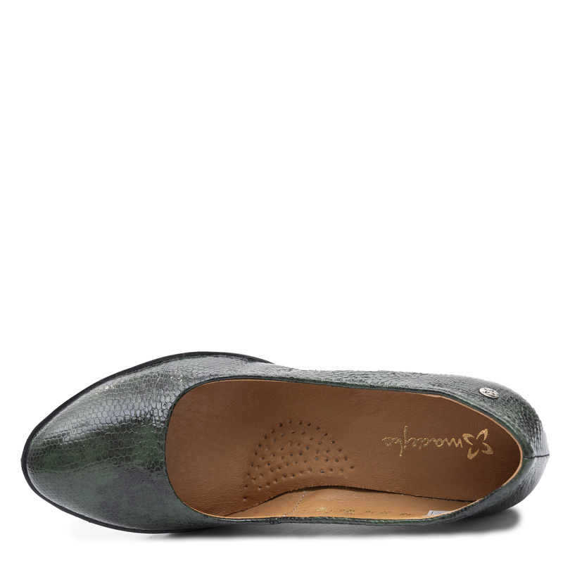 Maciejka Leather Pumps Snake Texture Block Heel Green 2629W-08/00-1