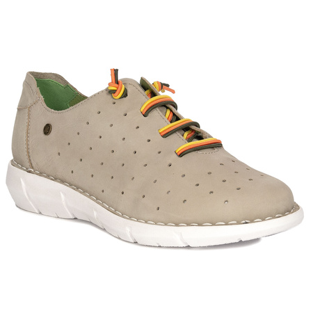 Maciejka Półbuty Damskie Skórzane Beżowe